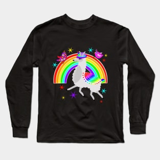 LLama Unicorn over the Rainbow Long Sleeve T-Shirt